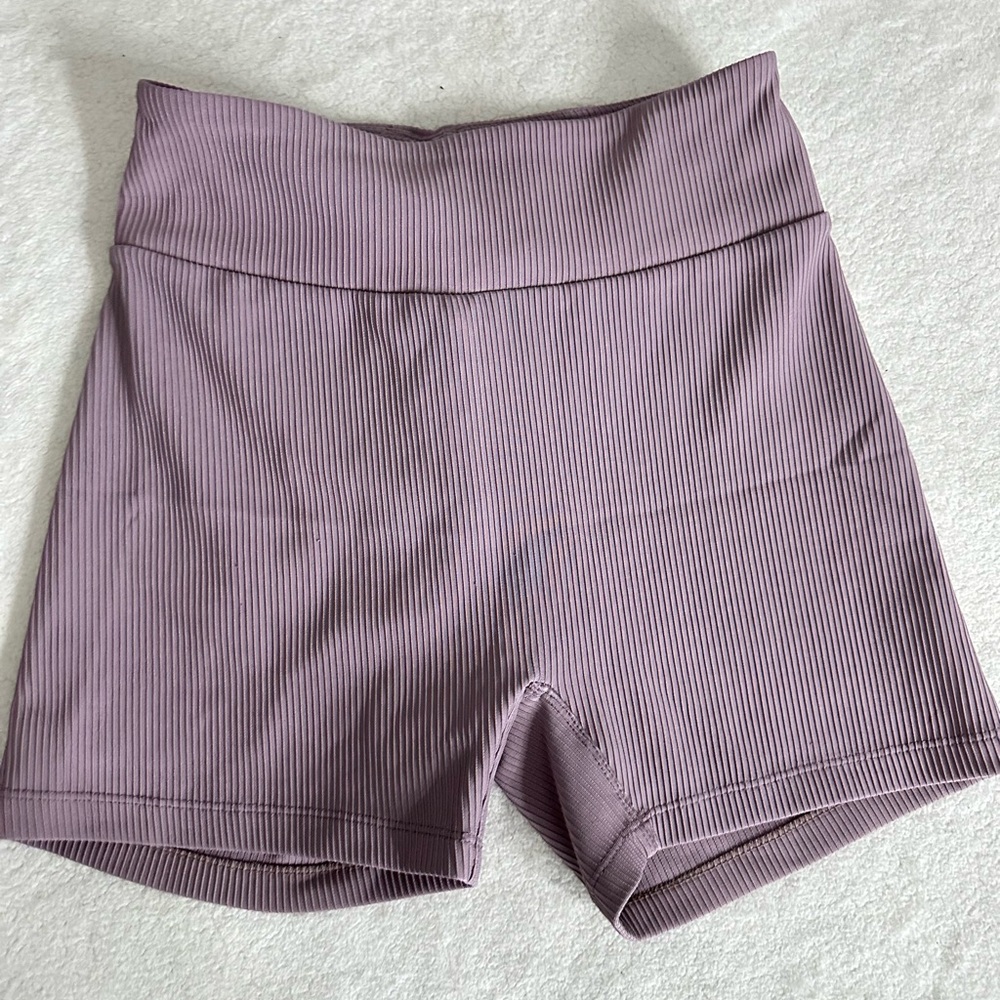 Women's Ribbed Purple Shorts
